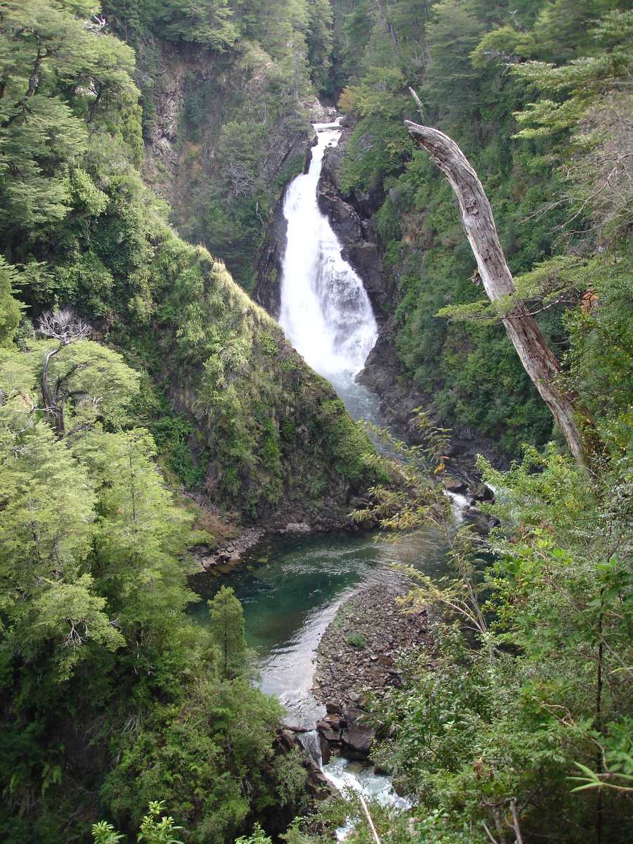 La cascada Chachín cayendo en medio del bosque